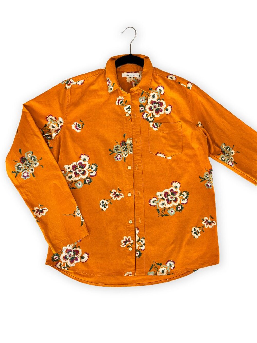 Adam Mar Bright Orange Printed Cotton Shirt